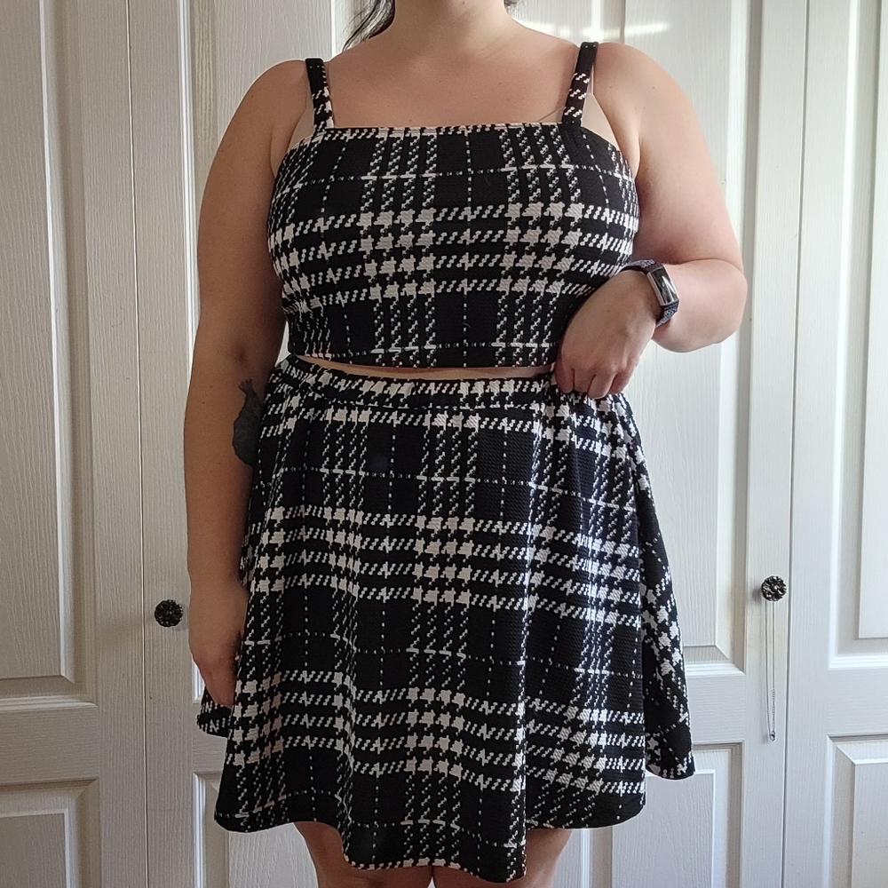 Plaid Skirt and Crop Top Set
